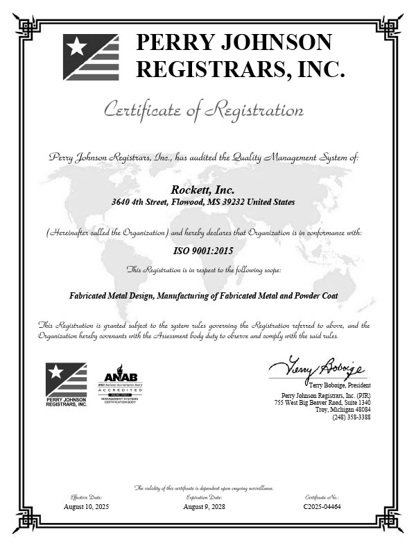 Rockett Inc ISO 9001:2015 Certificate